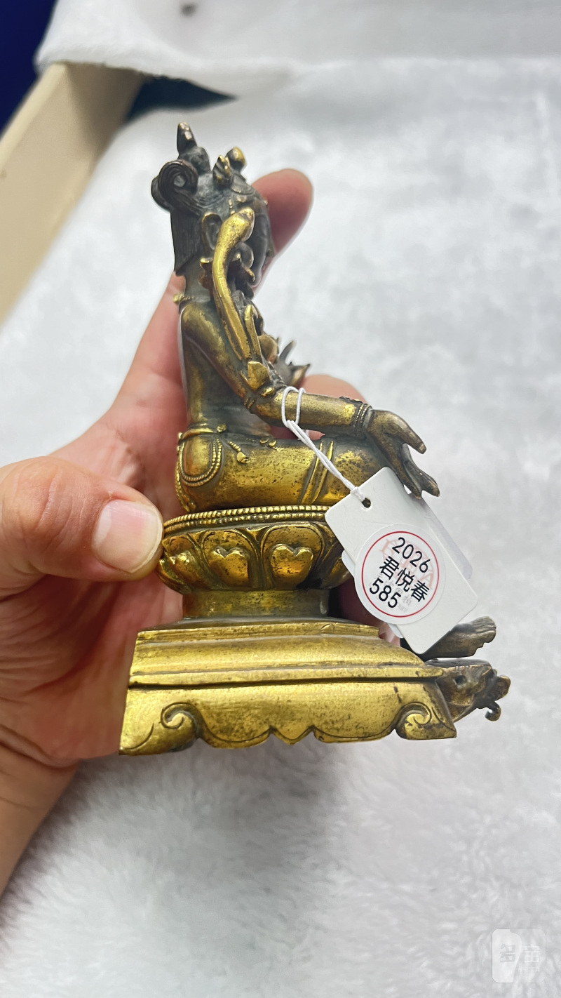 铜鎏金绿度母 - 图5